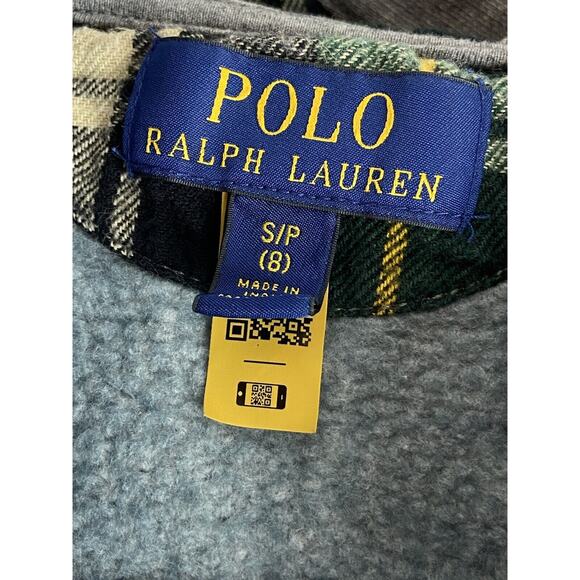 Ralph Lauren Toddler Boy fleece Plaid Hoodie Zip-jacket Size SP 8 (946) - Picture 3 of 7